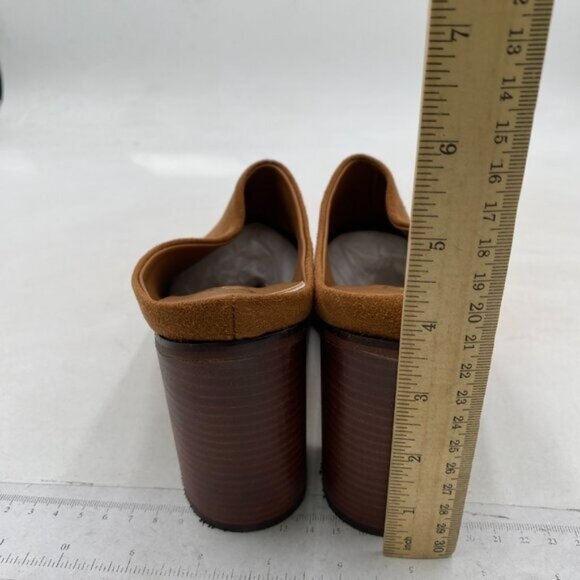 FOWT Women Crocodile Embossed Mules Chunky Stacked Heel Slippers Brown Shoes - Picture 5 of 8